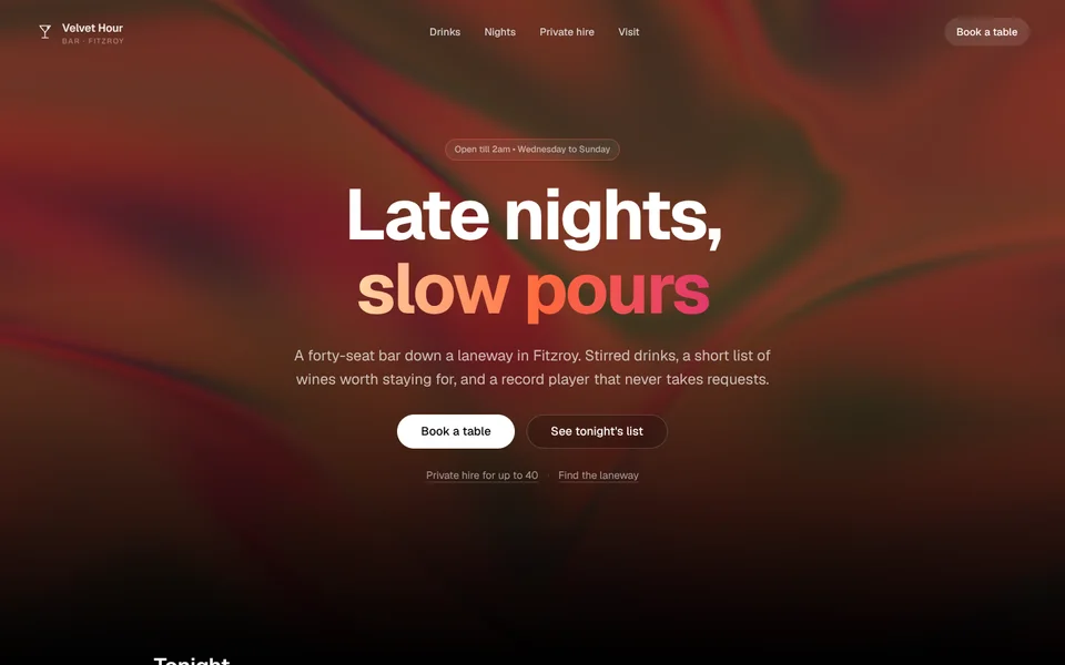 Velvet Hour example site
