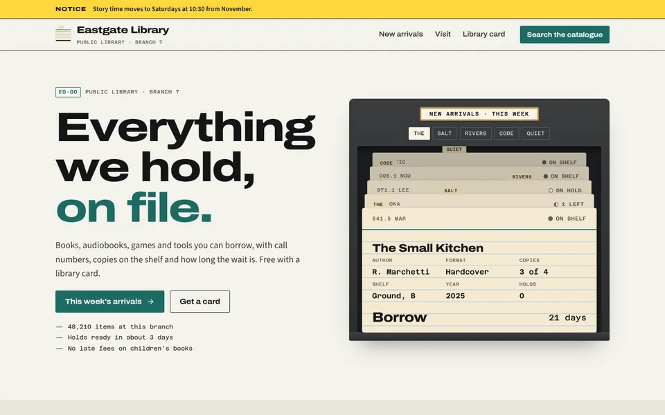 Eastgate Library example site