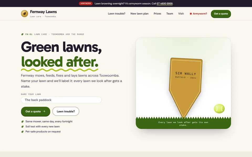 Fernway Lawns example site