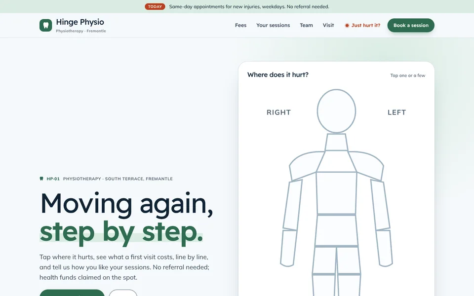 Hinge Physio example site