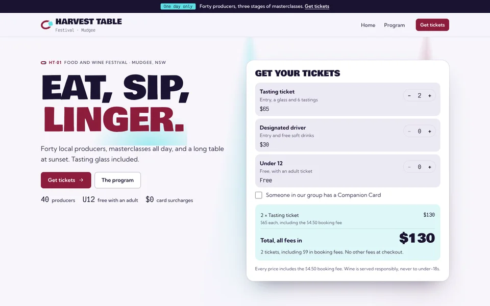 Harvest Table example site