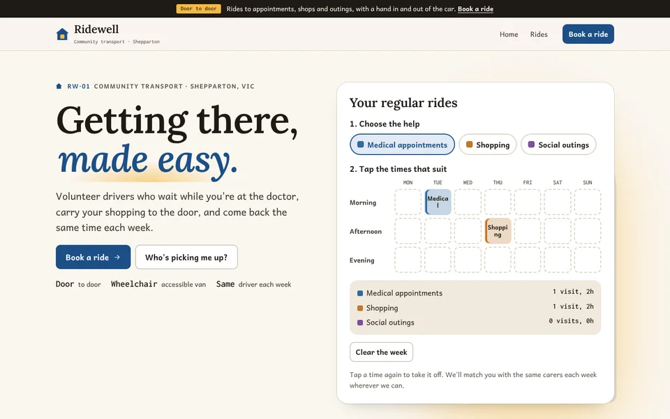 Ridewell example site