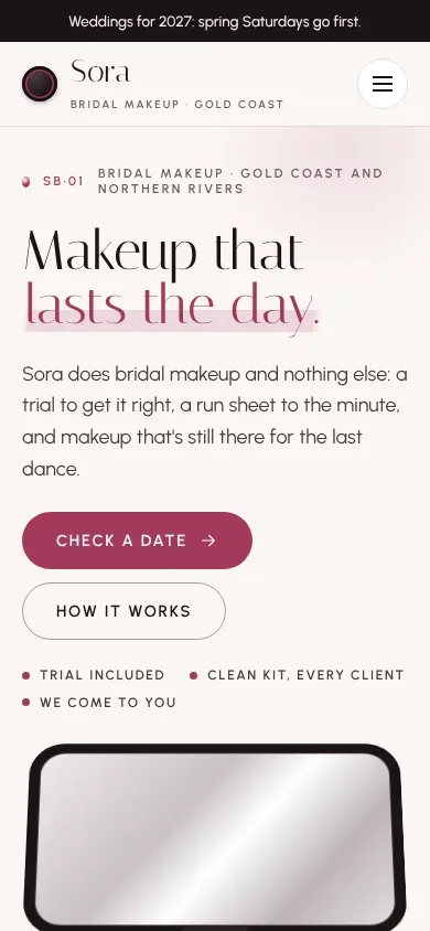 Sora Bridal Makeup template on a phone