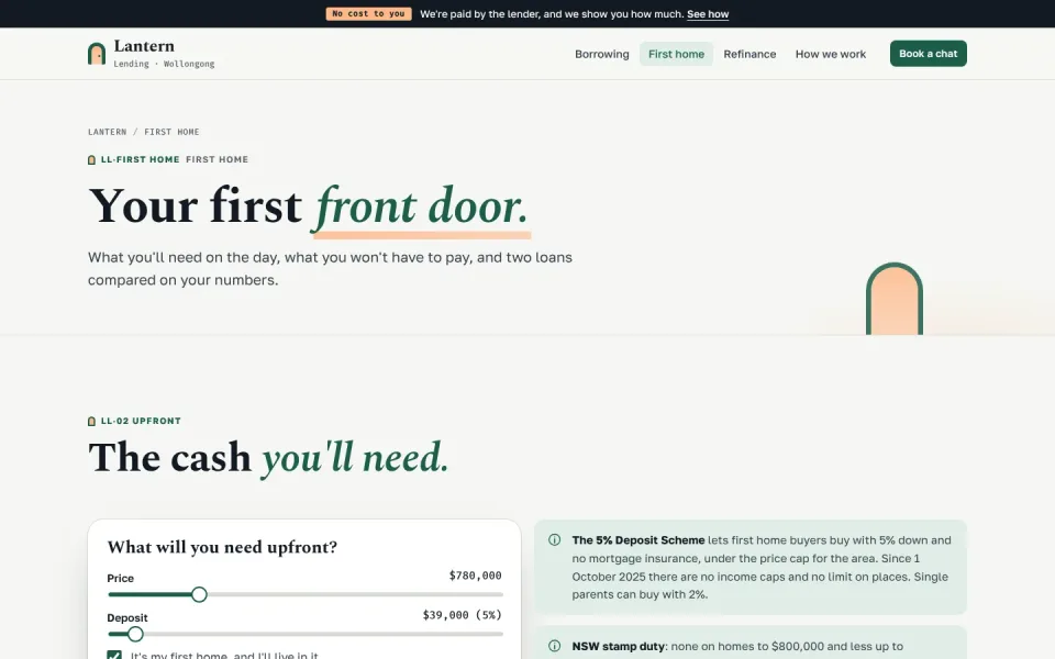 An inside page of the Lantern Lending template