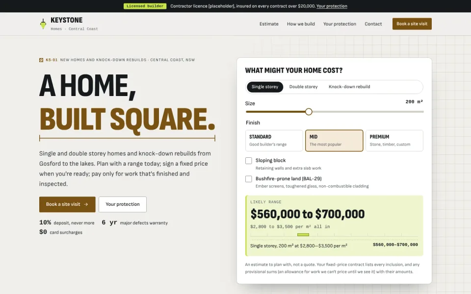 Keystone template, home page