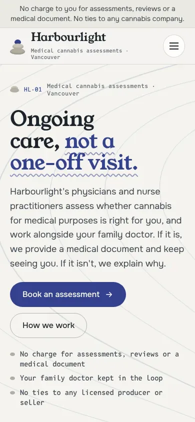 Harbourlight Clinic template on a phone