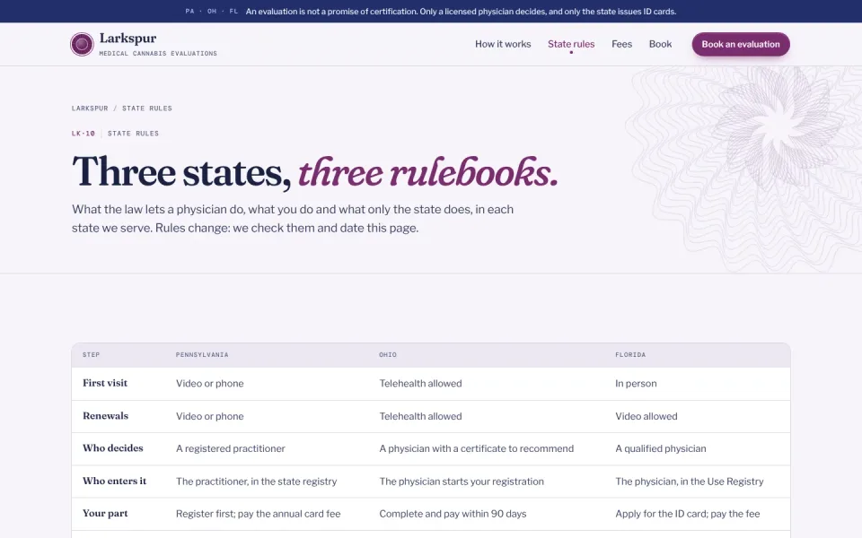 An inside page of the Larkspur Medical template
