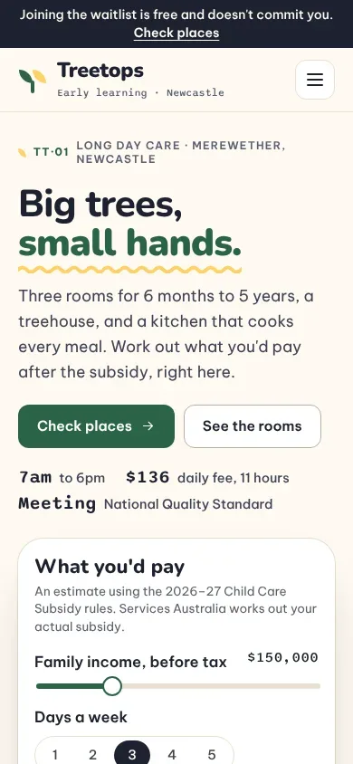 Treetops template on a phone