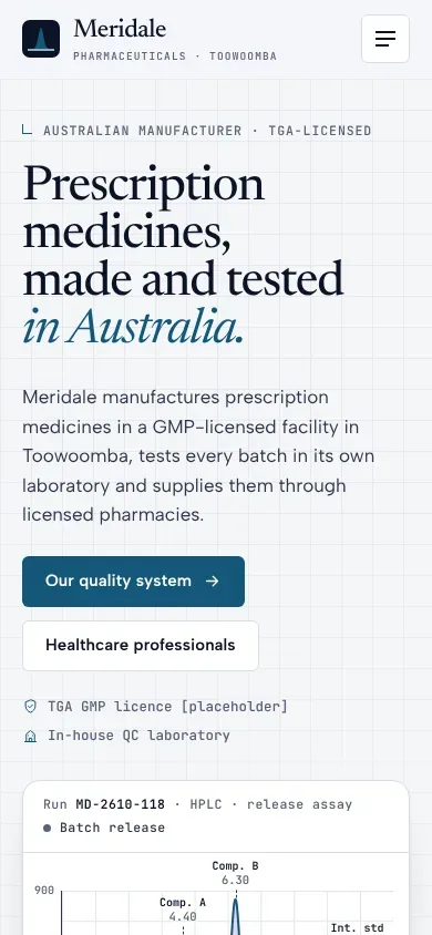Meridale Pharmaceuticals template on a phone
