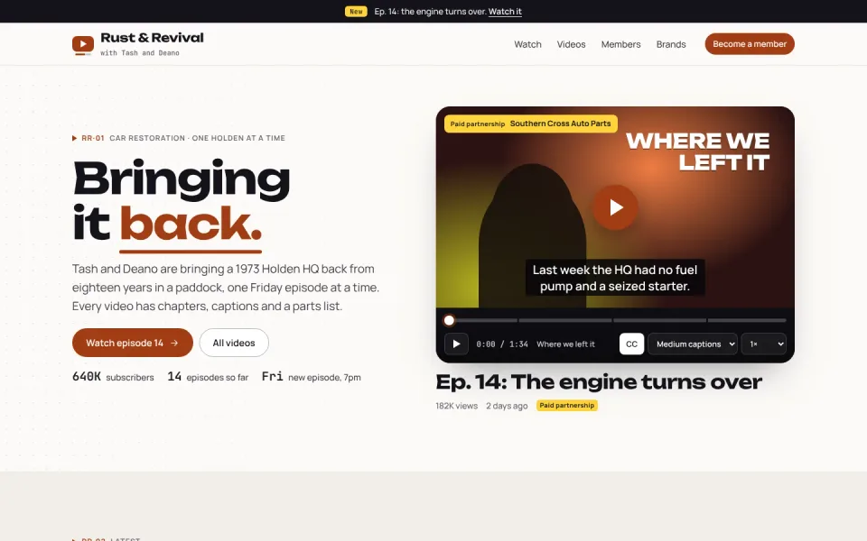 Rust & Revival template, home page
