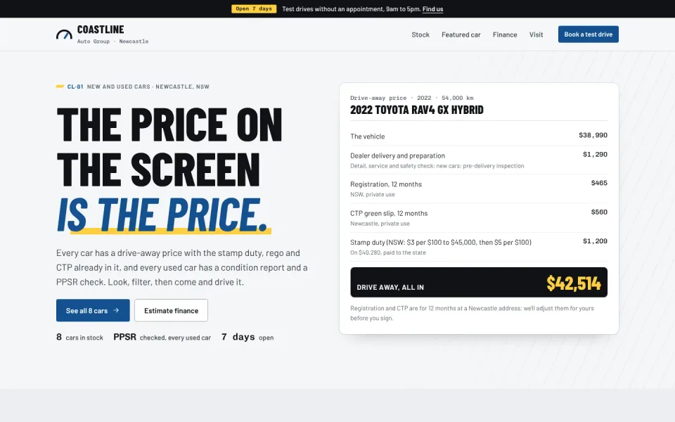 Coastline template, home page