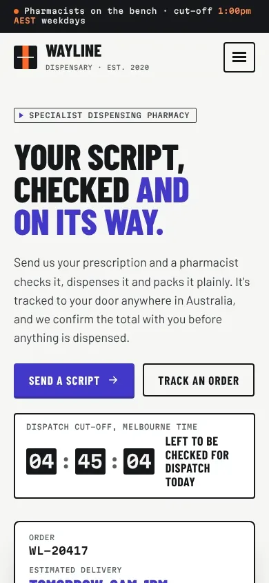 Wayline Dispensary template on a phone