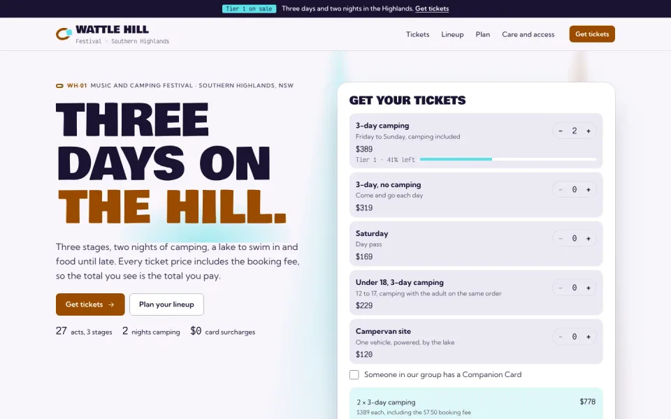 Wattle Hill template, home page