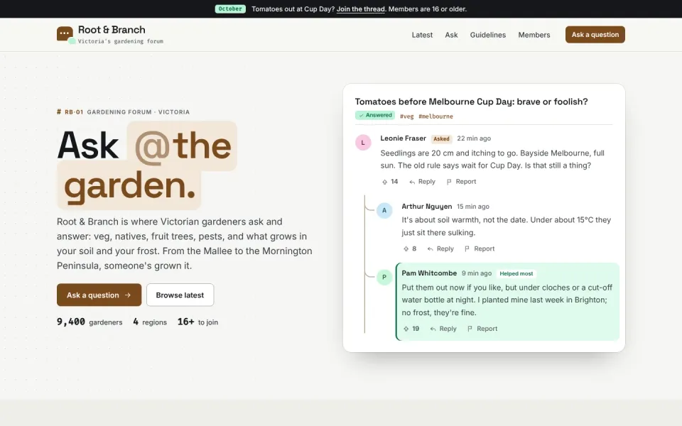 Root & Branch template, home page