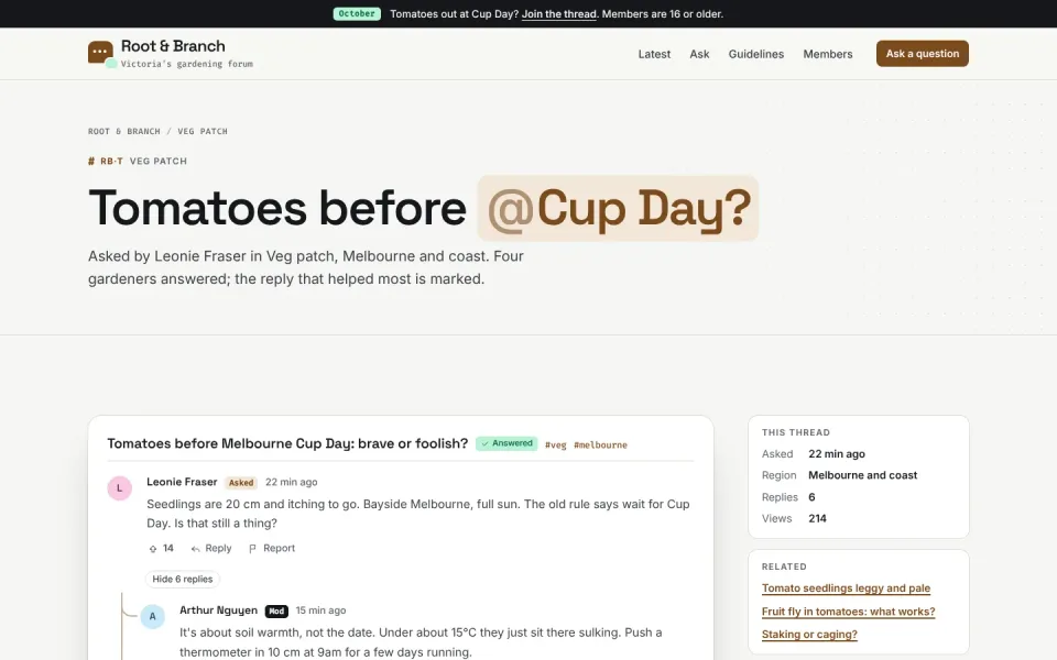 An inside page of the Root & Branch template