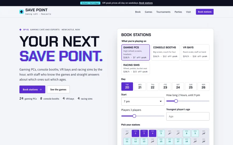 Save Point template, home page