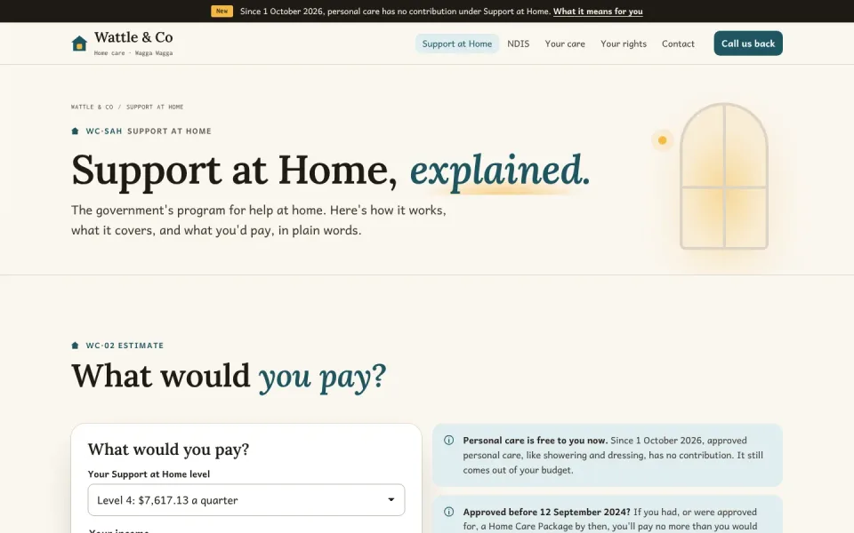 An inside page of the Wattle & Co template