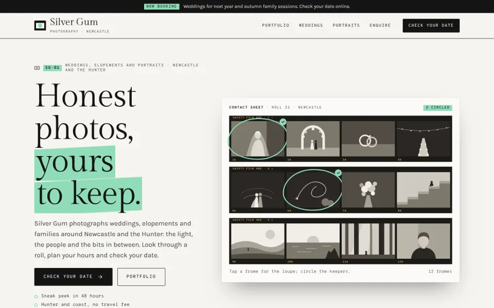 Silver Gum Photography template, home page