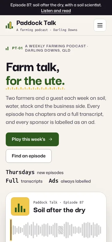 Paddock Talk template on a phone