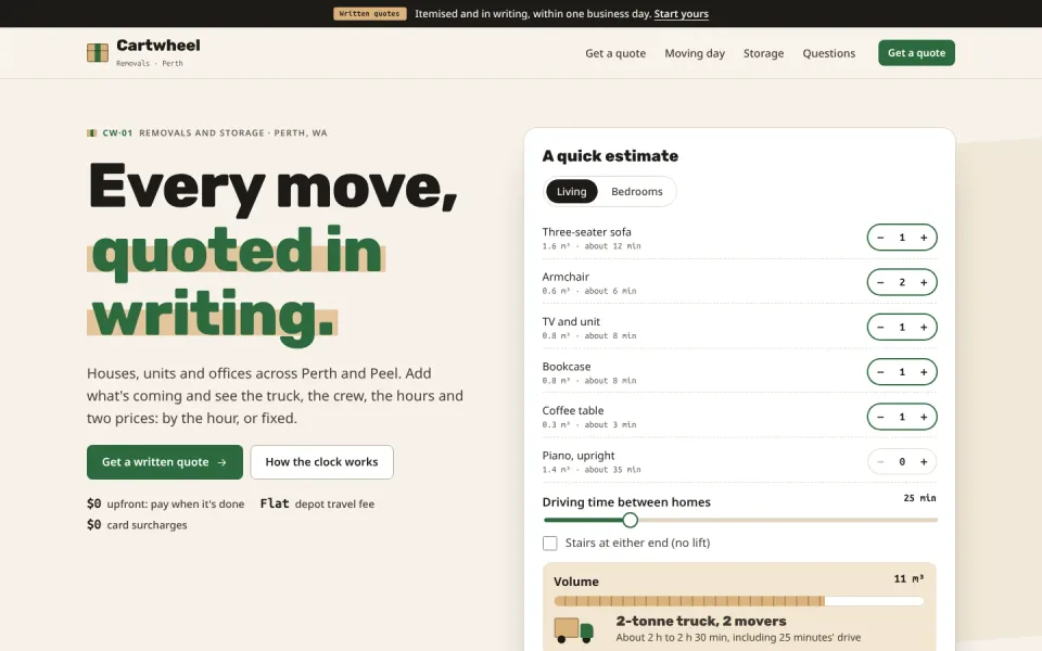 Cartwheel template, home page