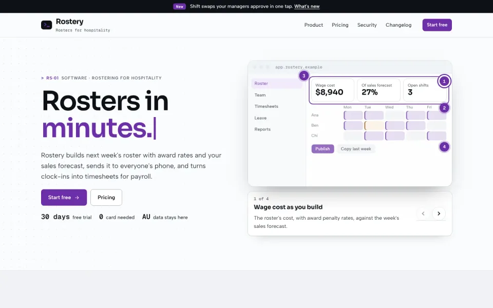 Rostery template, home page