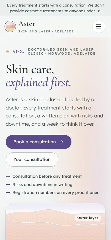 Aster Skin & Laser template on a phone