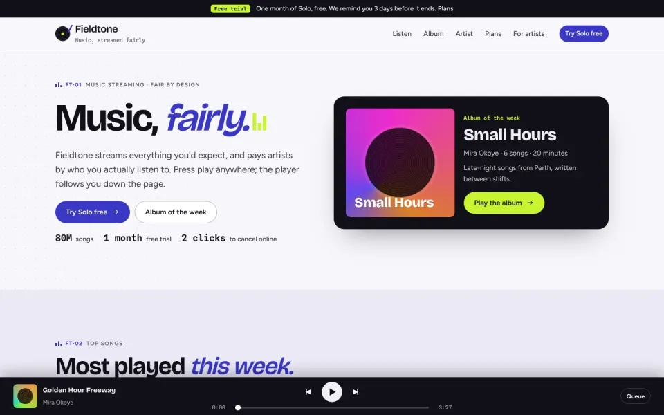 Fieldtone template, home page