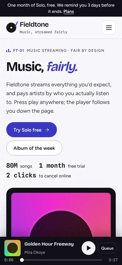 Fieldtone template on a phone