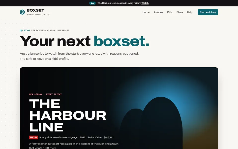Boxset template, home page