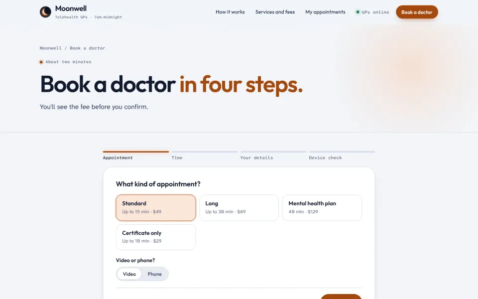 An inside page of the Moonwell Health template