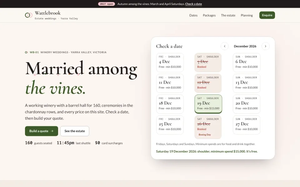 Wattlebrook template, home page