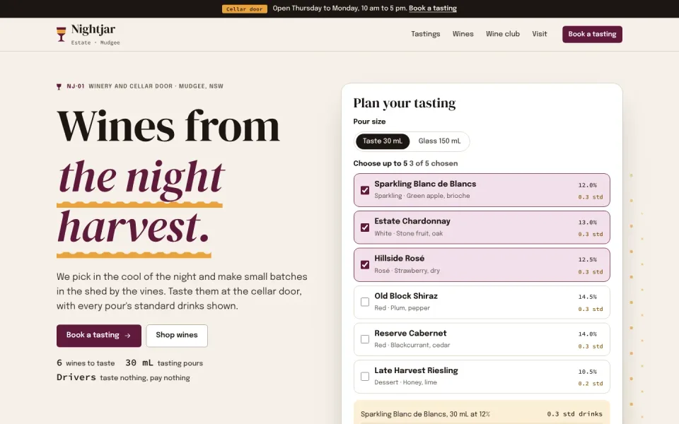 Nightjar Estate template, home page