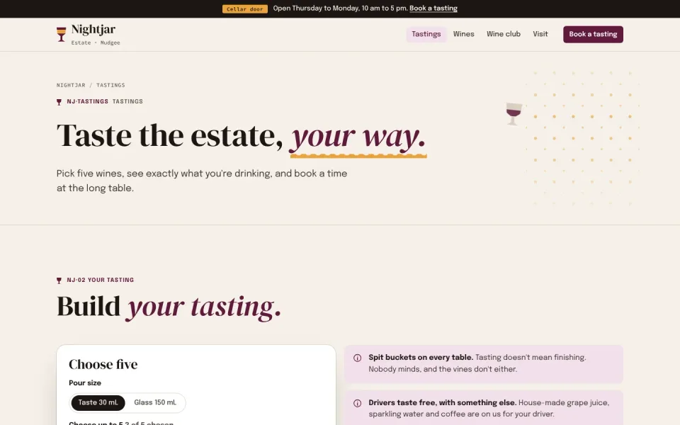 An inside page of the Nightjar Estate template