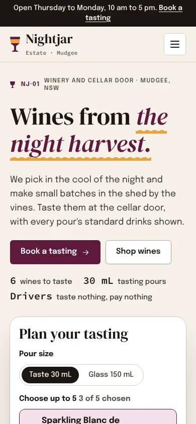 Nightjar Estate template on a phone