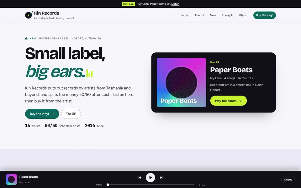 Kin Records example site