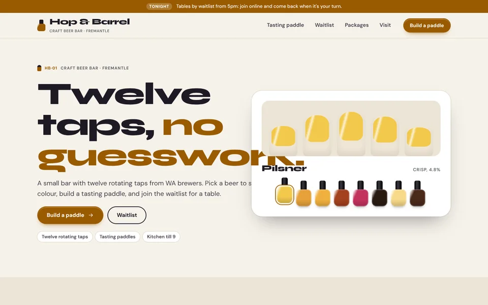 Hop & Barrel example site