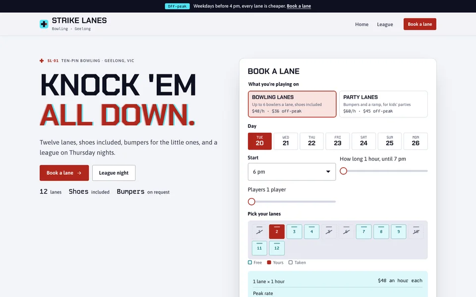 Strike Lanes example site