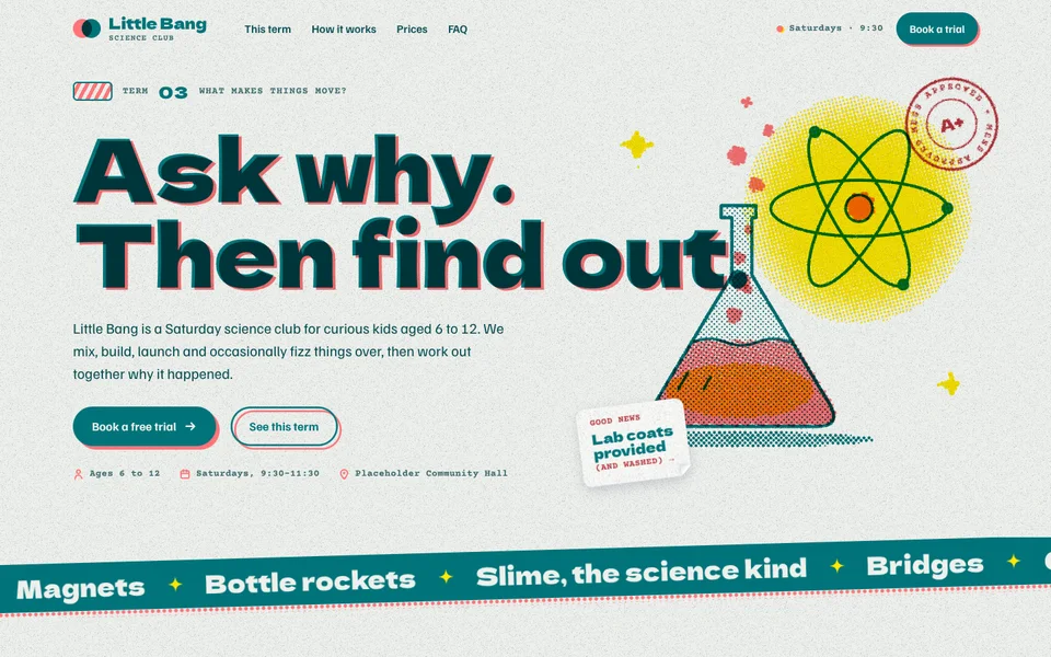 Little Bang Science Club example site